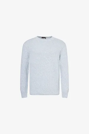 Oscar Jacobson Mens Mirco Crewneck Cotton-Blend Knit Jumper S