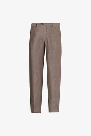 Oscar Jacobson Mens Denz Tapered Linen Trousers 30