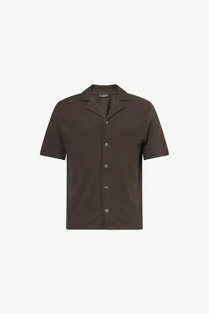 Oscar Jacobson Mens Kirk Textured Cotton-Knit Shirt M