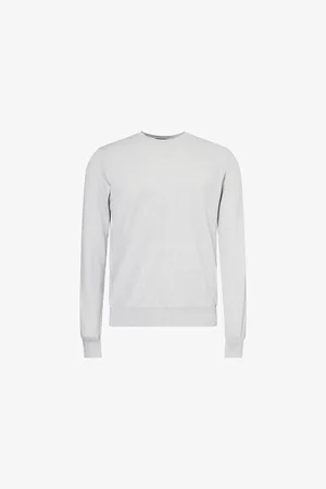 Oscar Jacobson Mens Valter Crewneck Cotton-And-Cashmere Knit Jumper S