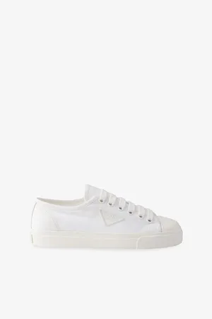 Prada Womens Logo-Plaque Cotton-Gabardine Low-Top Trainers Eur 38/5 Uk Women