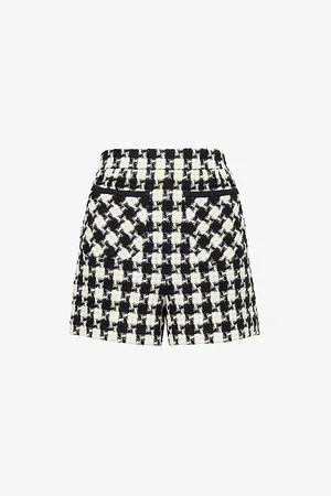 VALENTINO GARAVANI Womens Houndstooth High-Rise Tweed Woven Shorts 6