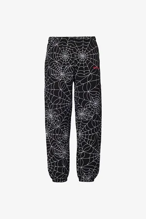 Sp5der Mens Brand-Embroidered Slip-Pocket Tapered-Leg Relaxed-Fit Cotton-Jersey Jogging Bottoms M