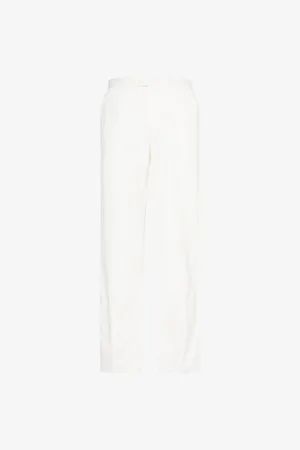 Oscar Jacobson Mens Del Straight-Leg Cotton-And-Linen Trousers 30