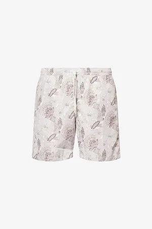 ELEVENTY Mens Geo Floral-Pattern Swim Shorts S