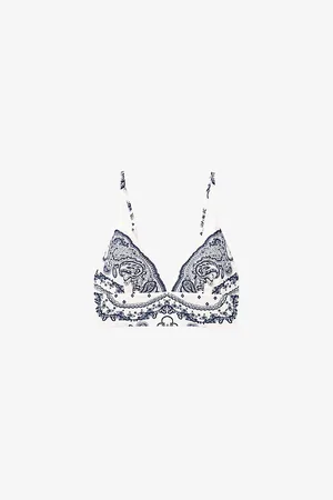 Sandro Womens Bandana-Print V-Neck Cropped Linen-Blend Crop Top 6