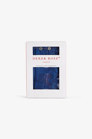 DEREK ROSE Mens Printed Mid-Rise Cotton-Poplin Boxer Shorts S