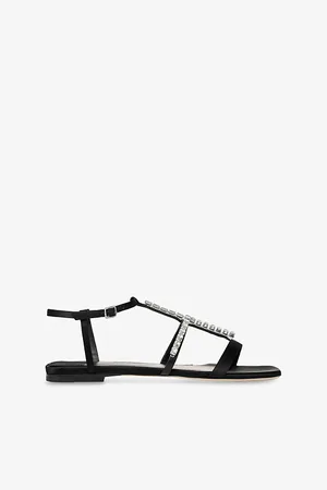 Jimmy Choo Womens Gwyn Crystal-Embellished Flat Satin Sandals Eur 36.5 / 3.5 Uk Women