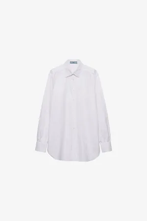 Prada Womens Triangle-Logo Oversized-Fit Cotton-Poplin Shirt 10