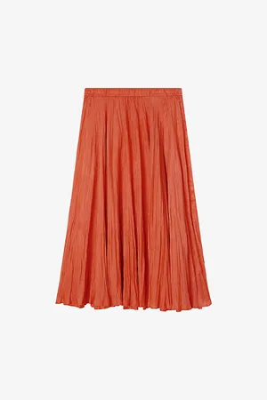 Joseph Womens Sully Crinkled Silk Midi Skirt 6