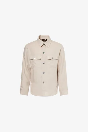 Oscar Jacobson Mens Maverick Flap-Pocket Linen Jacket S