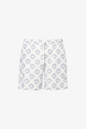 ELEVENTY Mens All-Over Geometric-Pattern Swim Shorts S