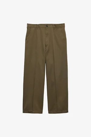 Prada Mens Wide-Leg Cotton Chino Trousers 40
