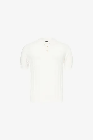 Oscar Jacobson Mens Barto Textured Cotton-Knit Polo Shirt M