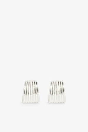 Heaven Mayhem Womens Ribbed -Plated Brass Stud Earrings