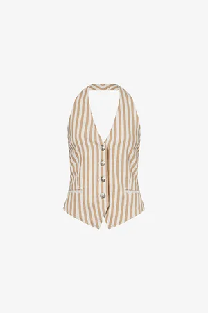RAG&BONE Womens Ethel Stripe Linen-Blend Vest 4
