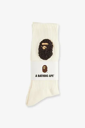 A Bathing Ape Mens Ape Head Embroidered Ribbed Cotton Socks M