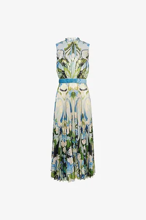 Mary Katrantzou Womens Hollie Pleated Woven Midi Dress 8