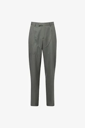 MARTINE ROSE Mens Wader Tailored Straight-Leg Wool Trousers 32
