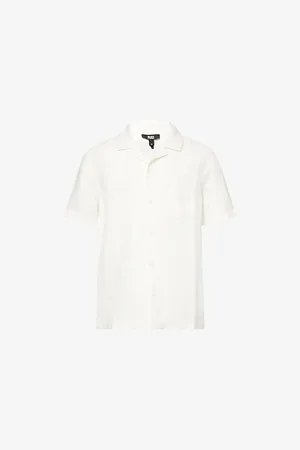 Paige Mens Albro Short-Sleeve Linen-Blend Shirt S