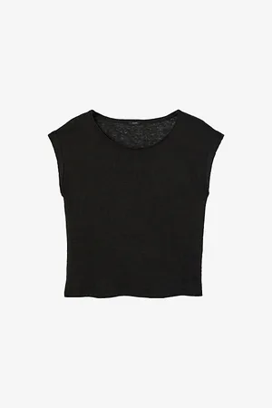 Joseph Womens Cap-Sleeve Linen-Jersey Top L