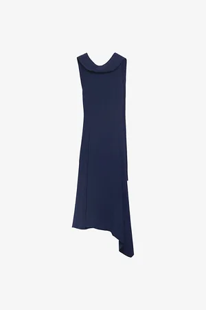Prada Womens Asymmetrical Satin-Crepe Midi Dress 4