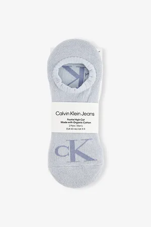 Calvin Klein Mens Footie High Cut Monogram Two-Pack Cotton-Blend Socks 5.5-8