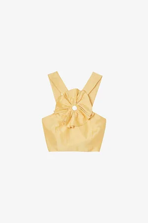 Sandro Womens Ruffle-Detail Sleeveless Linen-Blend Crop Top 6