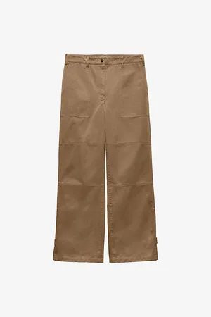 Prada Womens High-Rise Wide-Leg Cotton Chino Trousers 8