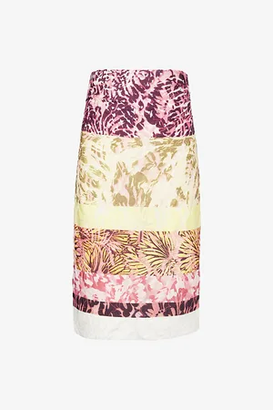 DRIES VAN NOTEN Womens Floral Mid-Waist Stretch-Woven Midi Skirt 8