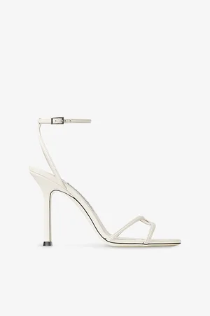 Jimmy Choo Womens Leo 100 Leather Heeled Sandals Eur 37 / 4 Uk Women