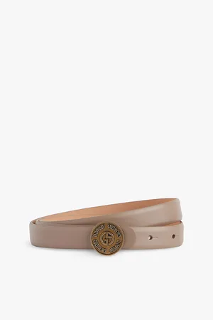 Giorgio Armani Womens Round-Buckle Slim Leather Belt 28