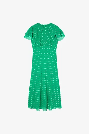 LK Bennett Womens Ellen Petite Polka-Dot Short-Sleeve Woven Midi Dress 6