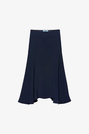 Prada Womens Cady Flared Woven Midi Skirt 12
