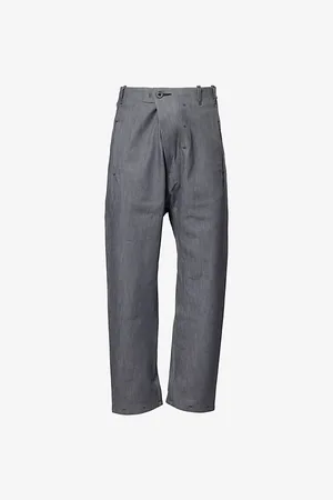 11 BY BORIS BIDJAN SABERI Mens Asymmetric Formal Tapered-Leg Cotton-Blend Trousers S