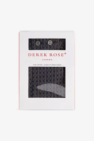 DEREK ROSE Mens Printed Mid-Rise Cotton-Poplin Boxer Shorts S