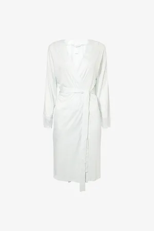 Hanro Womens Lace-Trim Jersey Robe Xs