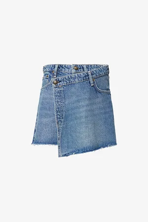 RAG&BONE Womens Belina Raw-Hem Denim Skort 24