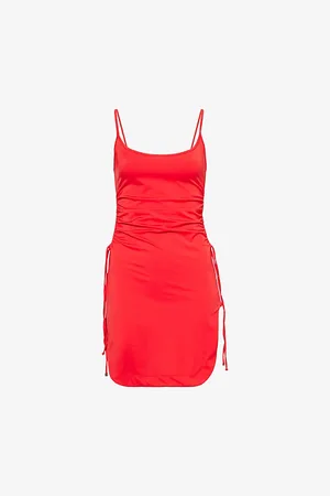 The Attico Womens Split Shoulder-Straps Stretch-Woven Mini Dress 6