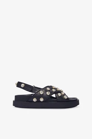 Maje Womens Studded Flat Leather Sandals Eur 36 / 3 Uk Women