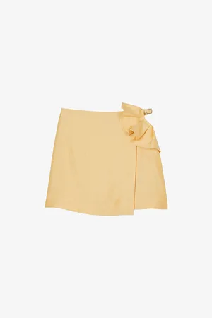Sandro Womens Ruffle-Detail Wrap Linen-Blend Mini Skirt 6