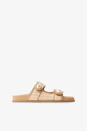 Jimmy Choo Womens Fayence Raffia Flat Sandals Eur 36 / 3 Uk Women