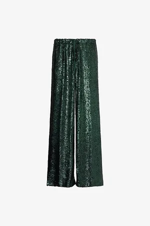 DRIES VAN NOTEN Womens Sequin-Embellished Wide-Leg Woven Trousers 8