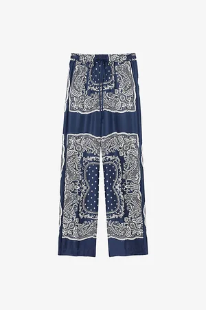 Sandro Womens Bandana-Print Elasticated-Waist Woven Trousers 6