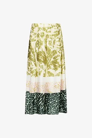 DRIES VAN NOTEN Womens Abstract-Print Pleated Woven Maxi Skirt 8
