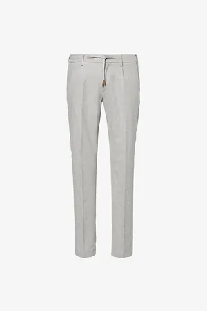 ELEVENTY Mens Drawstring-Waistband Tapered-Leg Wool and Cashmere-Blend Trousers 38