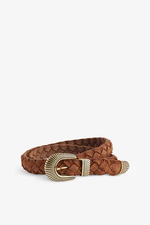 ELEVENTY Mens Plaited Suede Belt 34