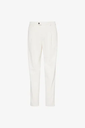 ELEVENTY Mens Pleated Tapered-Leg Regular-Fit Cotton-Blend Trousers 33
