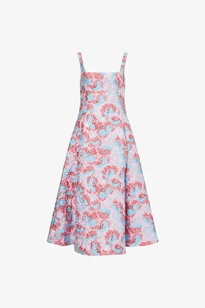 Mary Katrantzou Womens Beaux Flared Woven Midi Dress 8