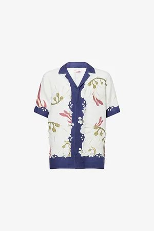 Orlebar Brown Mens Maitan Orchis-Print Linen Shirt S